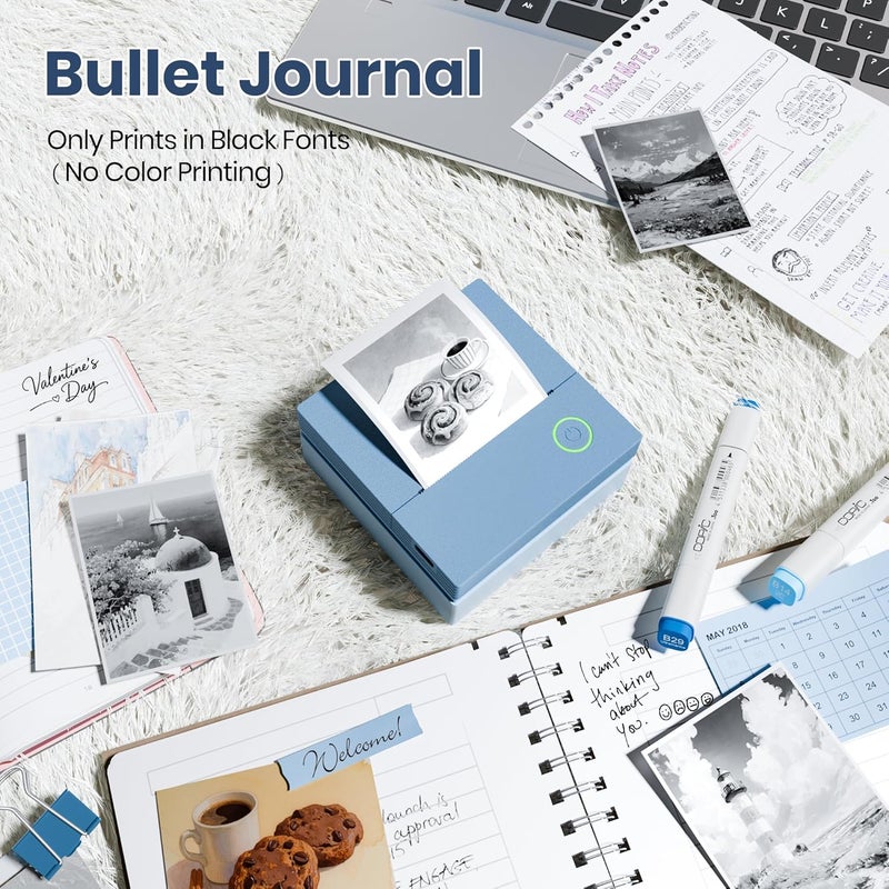 ETIKEZ Sticker Printer, PM290C Portable Mini Printer, Inkless Bluetooth Sticker Maker with 3 Rolls Paper, Impresora Portátil for Notes, Journal, DIY, Gift, Print Pod for School/Office/Home, Blue - Image 5